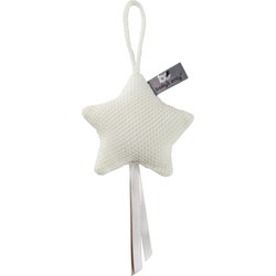 Baby's Only Gebreide decoratie hanger ster Robust - Decoratieve accessoires - Wolwit - Met ophanglusje