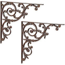 A PAIR OF CAST IRON WALL BRACKETS