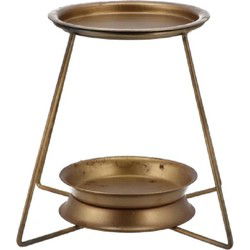 DK Design Geurbrander - amberblokjes/geurolie - metaal - goud - 10 x 18 x 13 cm - Geurbranders