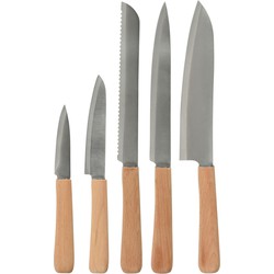 Excellent Houseware chefs messenset 5 delig - Staal/Hout - Messenset