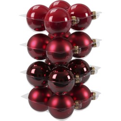 Othmar kerstballen - 16x st - rood/donkerrood - 8 cm - glas - Kerstbal