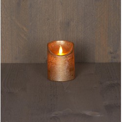 Batterijverlichting kaars wax rustiek met bewegende vlam goud 10 cm - Anna's Collection