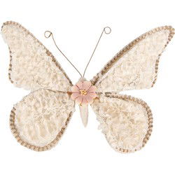 Clayre & Eef Decoratie Vlinder Beige Synthetisch
