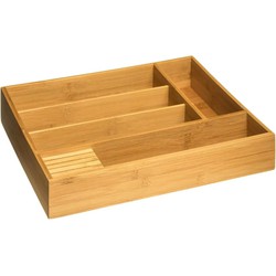 Bestekbak/keuken organizer 5-vaks bamboe hout 38 x 28 cm - Bestekbakken