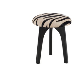 J-line - Kruk Rond Leder Zebra Zwart - 36x36x47cm