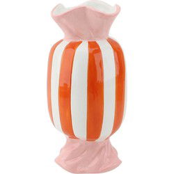 Vase - Flower Vase Toffee Candy - Dolomite - Orange/Pink - 9,5x9,5x21cm