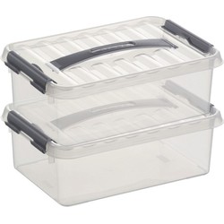 2x Kunststof stapelbare opbergbak 4 liter 30 cm - Opbergbox