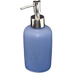 Zeeppompje/dispenser keramiek blauw/zilver 7 x 17 cm - Zeeppompjes