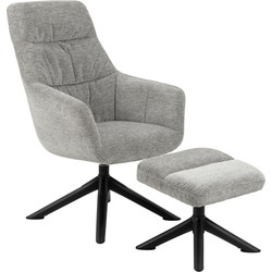 Heal fauteuil loungestoel met voetenbankje grijs, zwart.