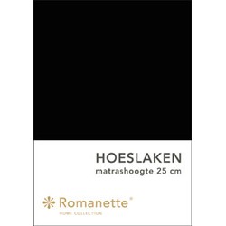 Romanette Hoeslaken Katoen Zwart-140 x 200 cm