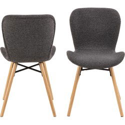 Eetkamerstoel Stof Antraciet - Zithoogte 46,5cm - Zaria - Set van 2