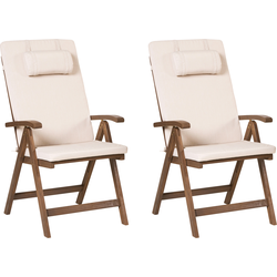AMANTEA PREMIUM - Tuinstoel set van 2 - Lichtbeige - Acaciahout