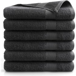 DoubleDry Handdoeken Set 70 x 140 cm - 6 stuks - 100% zacht katoen 500 g/m2 - 6x Antraciet