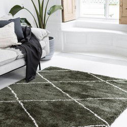 Berber vloerkleed hoogpolig Groen/Cream - scandinavisch - nea - Polypropyleen - 200 x 290 cm - (L)