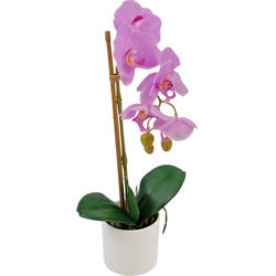 Hoyz Greenery - Kunst Orchidee 42 cm roze in witte pot