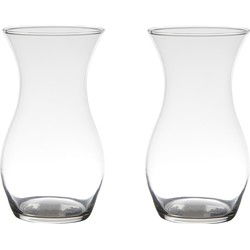 Bloemenvaas Iconic - 2x - glas - transparant - D14 x H25 cm - boeketten - Vazen