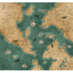 Komar fotobehang Old Travel Map groen en beige - 300 x 280 cm - 610848