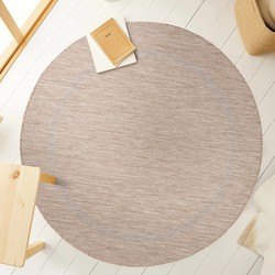 Relax Uni Binnen en Buiten - Rond Vloerkleed - Indoor & Outdoor - Laagpolig Effen - Beige- 120 CM ROND