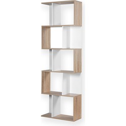 Boekenkast multi-kast H180 cm - Hout en wit decor