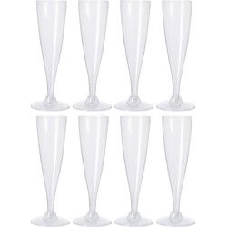 EH Prosecco/champagneglazen - 8x - transparant - kunststof - 130 ml - herbruikbaar - Champagneglazen