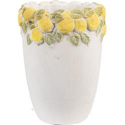 Clayre & Eef Bloempot Wit Geel Steen Citroenen