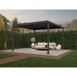 Aluminium pergola met lamellen zwart, 400 x 400 cm