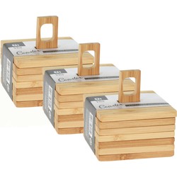 Onderzetters voor glazen - 18x stuks - bruin - bamboo hout - 9 x 9 cm - Glazenonderzetters