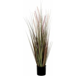 Paarse Dogtail siergras kunstplanten 90 cm met zwarte pot - Kunstplanten