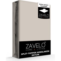 Zavelo Splittopper Hoeslaken Satijn Taupe-Lits-jumeaux (160x200 cm)