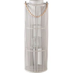 PTMD Lantaarn Zafria - 24x24x70 cm - Glas - Creme