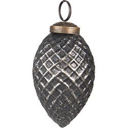 Clayre & Eef Kerstbal Zwart Zilverkleurig Glas