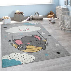 Kinderkamer Vloerkleed - Ninaro - Olifant & Wolk - Grijs - 160x220 cm