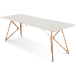 Tink table houten eettafel whitewash - met linoleum tafelblad mushroom - 220 x 90 cm