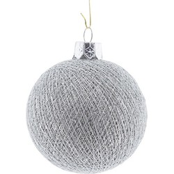 1x Zilveren Cotton Balls kerstballen decoratie 6,5 cm - Kerstbal