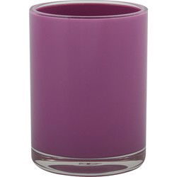 MSV Badkamer drinkbeker Aveiro - PS kunststof - paars - 7 x 9 cm - Tandenborstelhouders