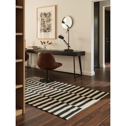 Laagpolig Wollen Vloerkleed Donna - Zwart / Naturel / Wit - 200x300 cm