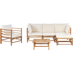 CERRETO - Loungeset 5-zits met fauteuil - Gebroken wit - Bamboehout