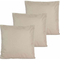 Anna's collection buitenkussen - 3x - Taupe/Beige - 60 x 60 cm - Sierkussens
