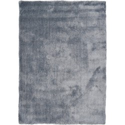 Vercai Rugs Shadow Collectie - Hoogpolig Vloerkleed - Zacht Tapijt voor Woonkamer - Polyester - Zilver / Blauw - 160x230 cm