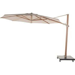 Parasol Siesta Premium 350 cm dia. zand met houtlook frame 4SO