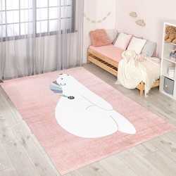 Tapijtenloods Vloerkleed Beer Laagpolig Anime Kids Roze Creme- 140x200 CM