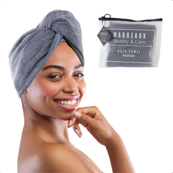 MARBEAUX Haarhanddoek - Hair towel - Hoofdhanddoek - Microvezel handdoek krullend haar - Grijs