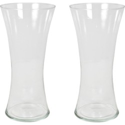 Set van 2x stuks bloemenvaas/vazen van transparant glas 36 x 18 cm - Vazen