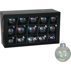 Othmar Decorations kerstballen -30x - transparant parelmoer -6cm- glas - Kerstbal