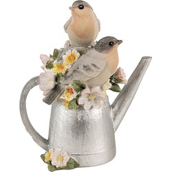 Clayre & Eef Decoratie Beeld Vogel 13 cm Grijs Polyresin