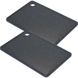 Excellent Houseware snijplank - 2x stuks - zwart gemeleerd - kunststof - 27 x 20 cm - Snijplanken