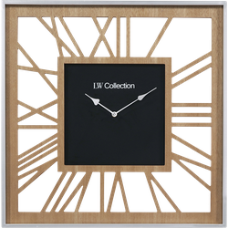 LW Collection LW Collection Wandklok XL Zayden hout 80cm - Wandklok romeinse cijfers - Industriële wandklok stil uurwerk