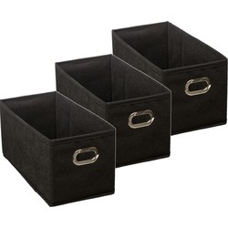Set van 3x stuks opbergmand/kastmand 7 liter zwart linnen 31 x 15 x 15 cm - Opbergmanden