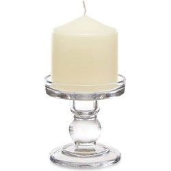 Giftdecor Kaarsen kandelaar van decoratief glas - voor stompkaarsen - D8.5 x H9 cm - kaars kandelaars