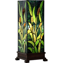 LumiLamp Tiffany Tafellamp  18x18x45 cm Groen Glas Tiffany Bureaulamp